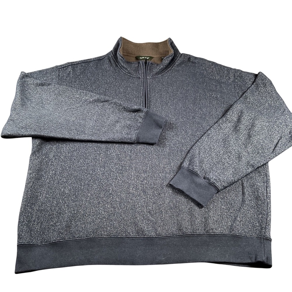 ORVIS Mens XL Heathered Gray Quarter Zip Pullover Sweatshirt Long Sleeve Top